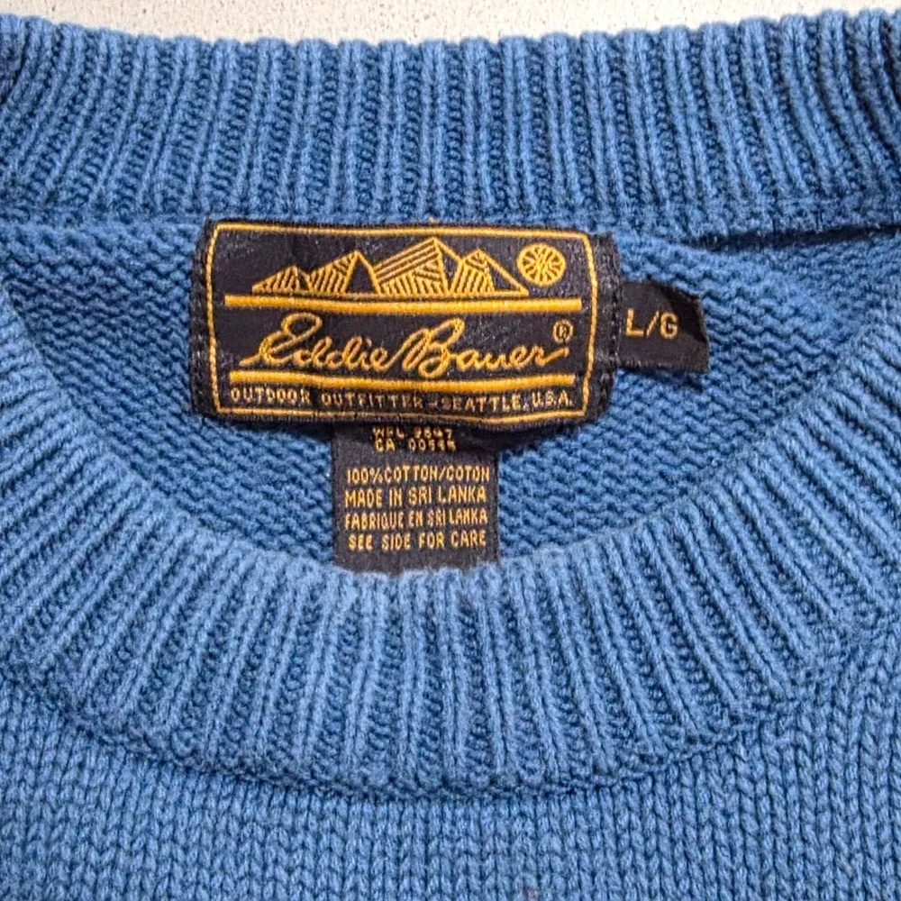 Eddie Bauer Mens Blue 100% Cotton Crewneck Ribbed Knit Sweater Size Large - Picture 11 of 11